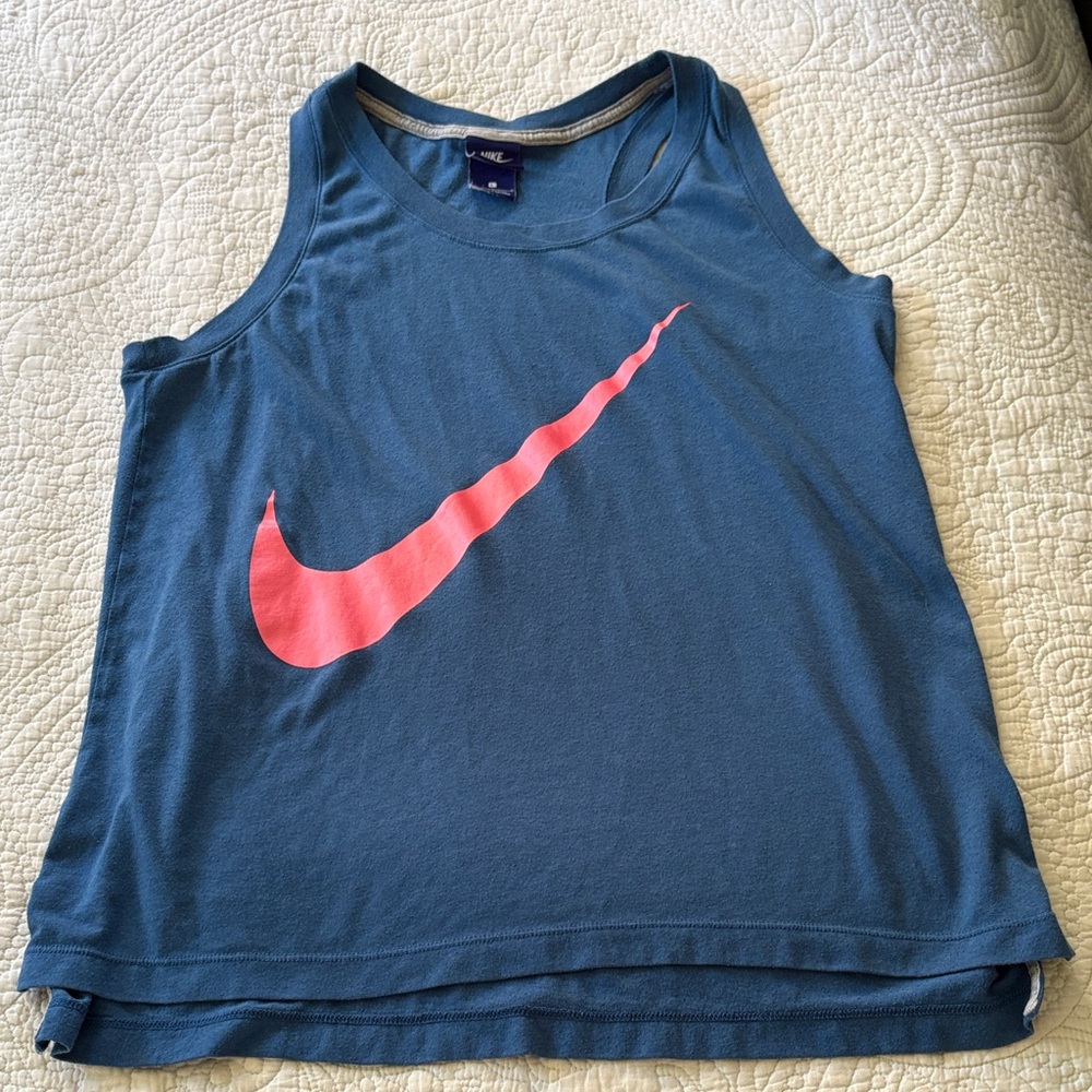 Nike Teal Tank with Coral Swoosh